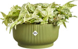 elho Vibes Fold Bowl 25 - Blomkrukor inomhus - 100% återvunnen plast - Ø 24,9 x H 12,1 cm - Grön/Ferngrün