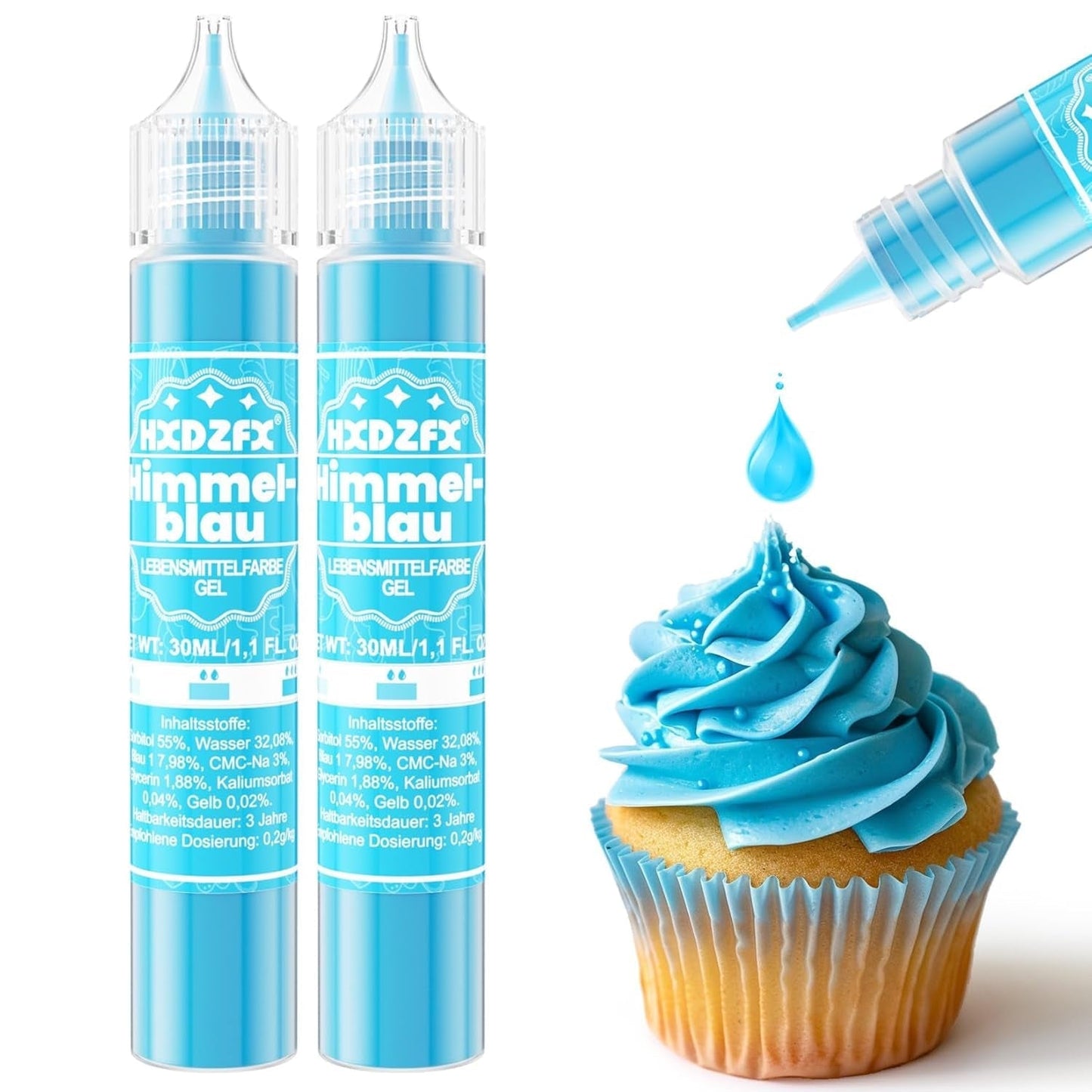 Gel matfärg - HXDZFX 2×30ml, sockerfri matfärg, högkoncentrerad, för dekoration av kakor, vit fondant, makroner, kakor, bakning, påskägg, slem (druvor lila)