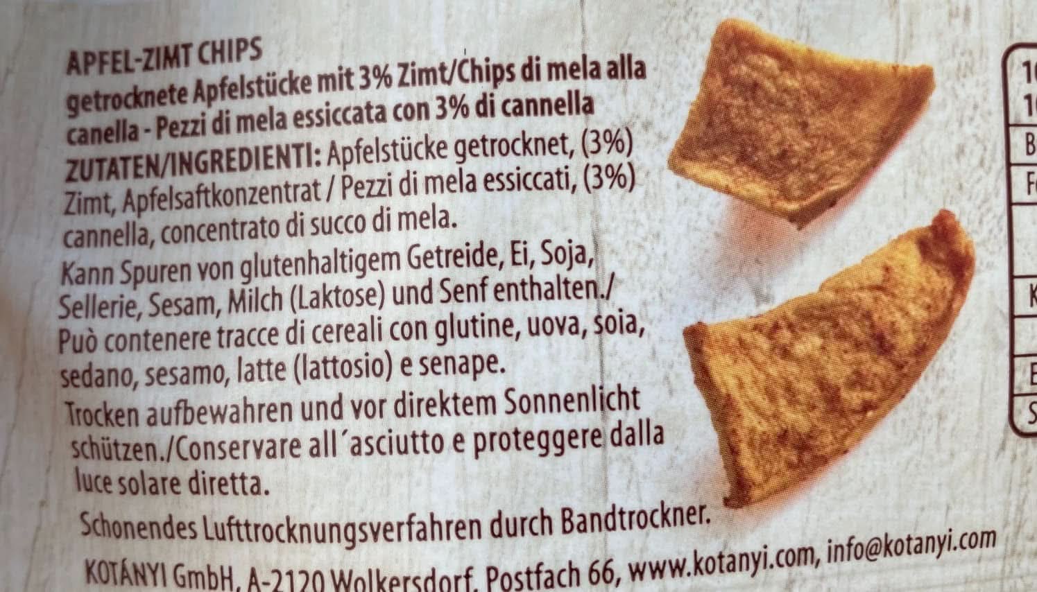 Kotanyi torkade äppelbitar med kanel, 100 % naturligt, 9 x 40 gram torkade produkter Naty Shop