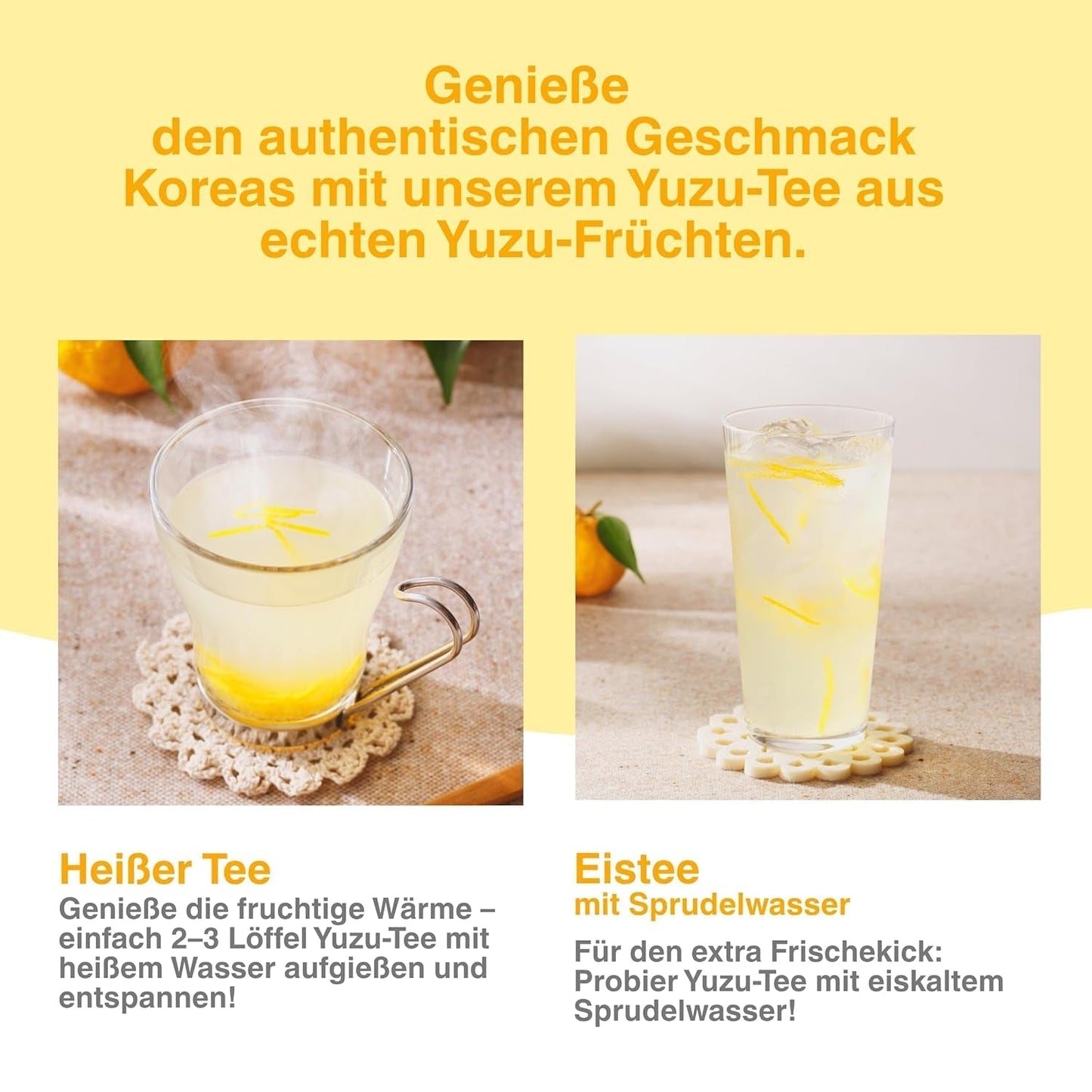 Easycookasia Korean Drink – Yuzu Tea | Fruktig, söt och citrus | Med vitamin C | För te, lemonad, cocktails och desserter | Upptäck asiatisk tekultur (500g)