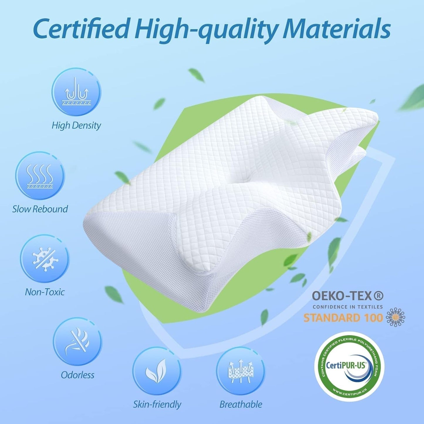 HOMCA nackkudde Ortopedisk kudde 2 i 1 Memory Foam Kudde Nackstödskudde Ergonomisk huvudkudde för rygg-, sido- och buksmärtor 60 X 13/11 X 40 cm Naty Shop Cervikala ortopediska kuddar