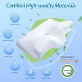 HOMCA nackkudde Ortopedisk kudde 2 i 1 Memory Foam Kudde Nackstödskudde Ergonomisk huvudkudde för rygg-, sido- och buksmärtor 60 X 13/11 X 40 cm Naty Shop Cervikala ortopediska kuddar