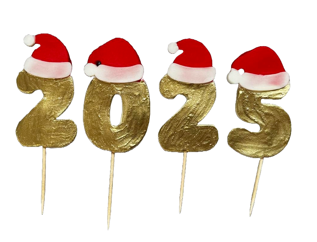 Set med 4 ätbara sockerpastadekorationer, Grattis på födelsedagen, 2025 Sockerpastadekorationer Naty Shop