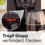 Bosch MyMoment TKA2M113 Filter Espressobryggare, 1,25L glaskaraff, 10-15 koppar, 40 minuters varmhållningsfunktion, Antidroppsystem, Roterande filterhållare, Löstagbar vattentank, 1200 Watt, Mattsvart