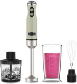 Cecotec Stabmixer Power Retrogreen 1200MAX Cream&Crush, Maximalleistung 1200 W, Crossblades-Technology, 2 Speeds, Zubehörset Spülmaschinenfest, Spritzschutzhaube Kitchen Naty Shop