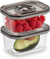 Caso Vacu OneTouch Eco-set, manuell vakuumförslutare, inklusive 3 vakuumbehållare i glas och VacuBoxx Eco-Duo S - vakuumfriskhetsbehållare / 2 behållare med 500 ml vardera Matförvaringslådor Naty Shop