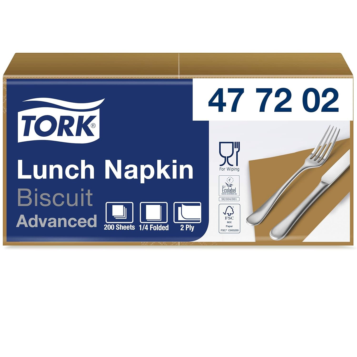 Tork 477840 Lime Lunchservetter / 2-lagers servetter för små måltider eller mellanmål / Avancerad kvalitet / 10 X 200 (2000) pappersservetter / 32,6 X 33 Cm (L X B) / 1/4 vikning