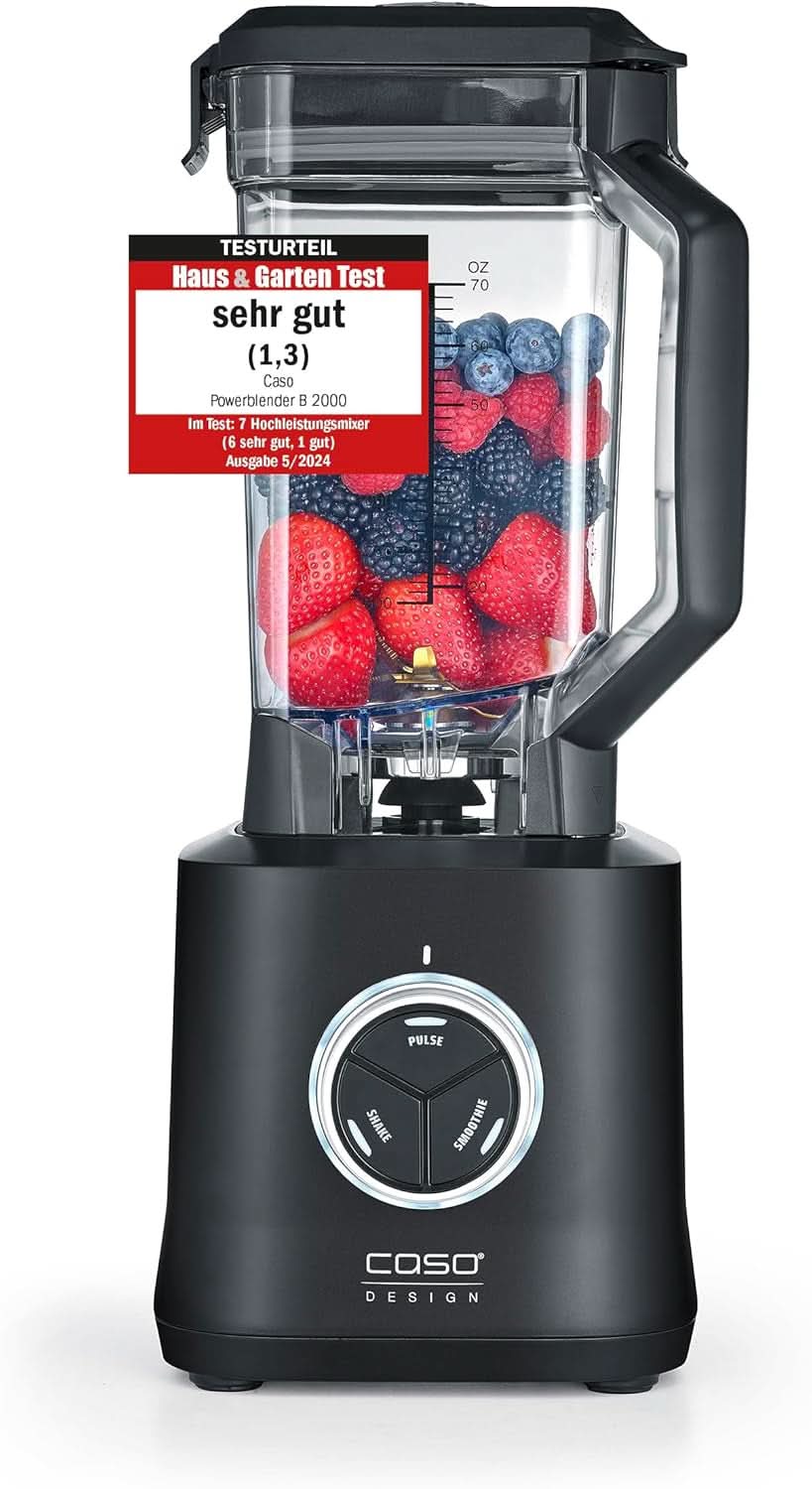 CASO Powerblender B 2000 - Profi Standmixer, 30 000 U/Min, 2000 Watt, Bruchsicherer Tritan-Mixbehälter (2 L), Bpa-Frei, Pulse-, Shake-, Smoothie-Funktion, 8-Fach Messer-System Mit Titanbeschichtung Kitchen Naty Shop