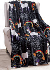 Elegant Comfort Lätt halloween-temafilt, mjuk, mysig och plysch, perfekt för att koppla av den här spöklika säsongen, 127 X 152,4 cm, Skull and Bones sängar och överdrag Elegant Comfort Unicorn Black 50 X 60