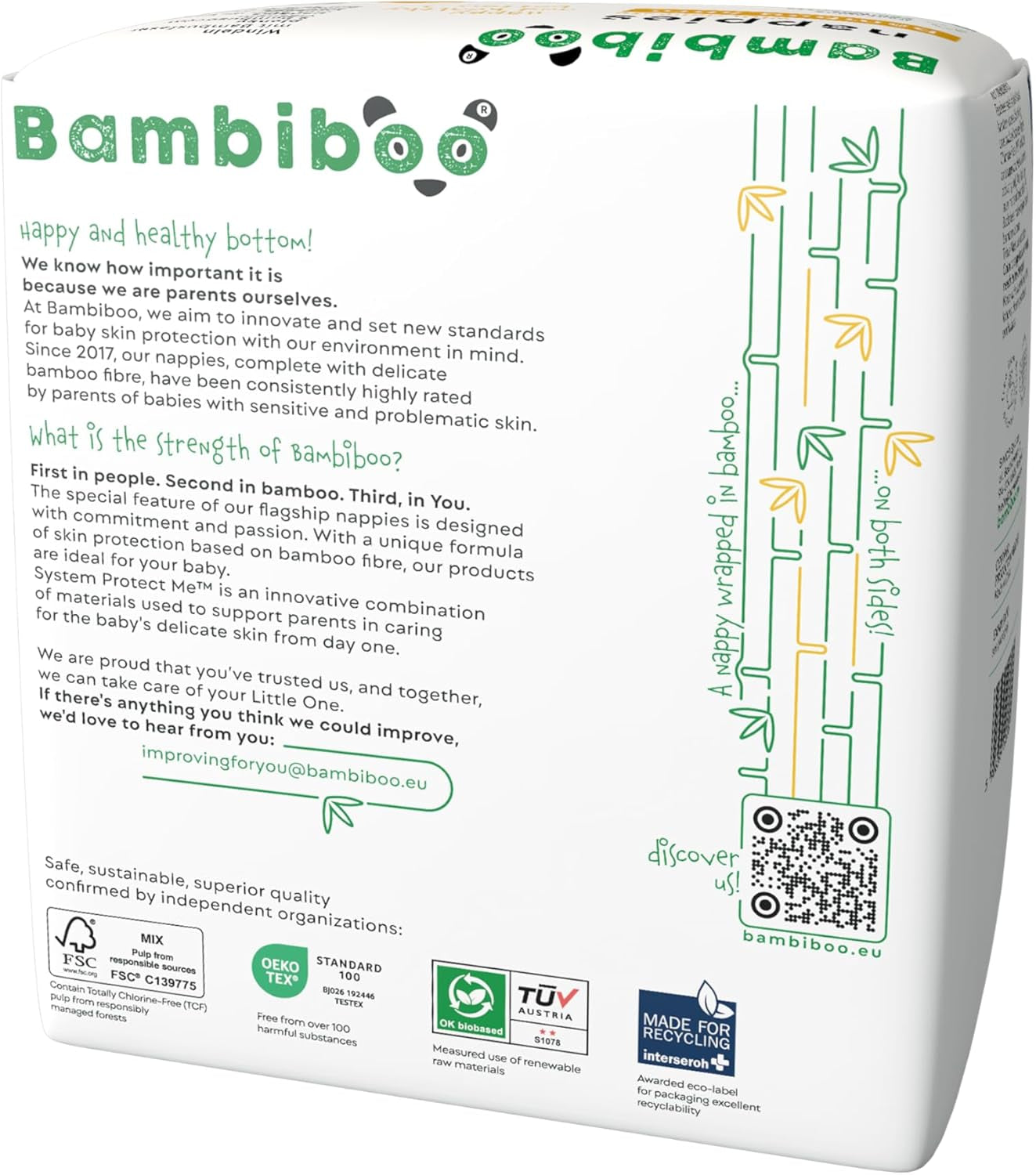 Bambiboo Mini engångsblöjor Hudvänliga med mjuk bambufiber navelsträngsöppning - Blöjor för nyfödda - Engångsblöjor för nyfödda - Hudskydd - Storlek 2, 25 st
