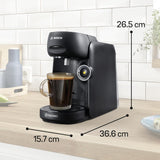 Bosch Tassimo finess TAS162E kapselespressomaskin, 70 drycker, intensivare kaffe med en knapptryckning, automatisk avstängning, hållbar, perfekt dosering, 1400 W, svart/svart