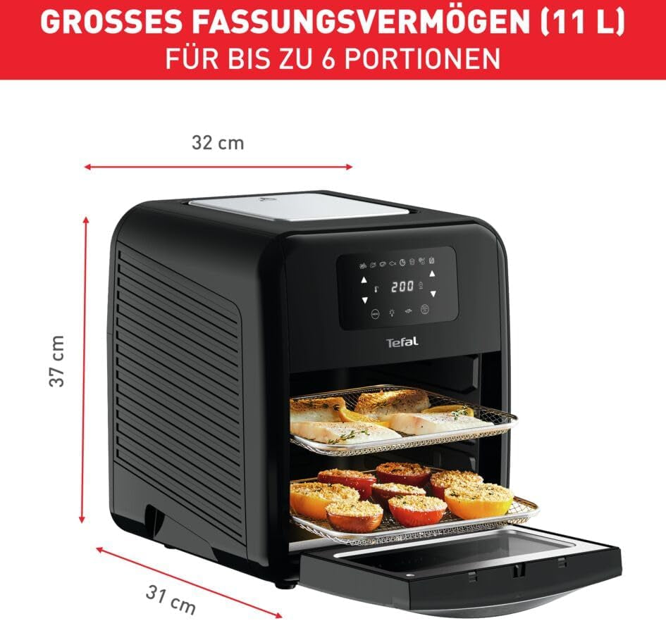 Tefal Easy Fry Ugn & Grill 9-i-1 Hot Air Fryer, 11 L För 6 portioner, 7 tillbehör, 8 program, recept online Vitvaror Naty Shop