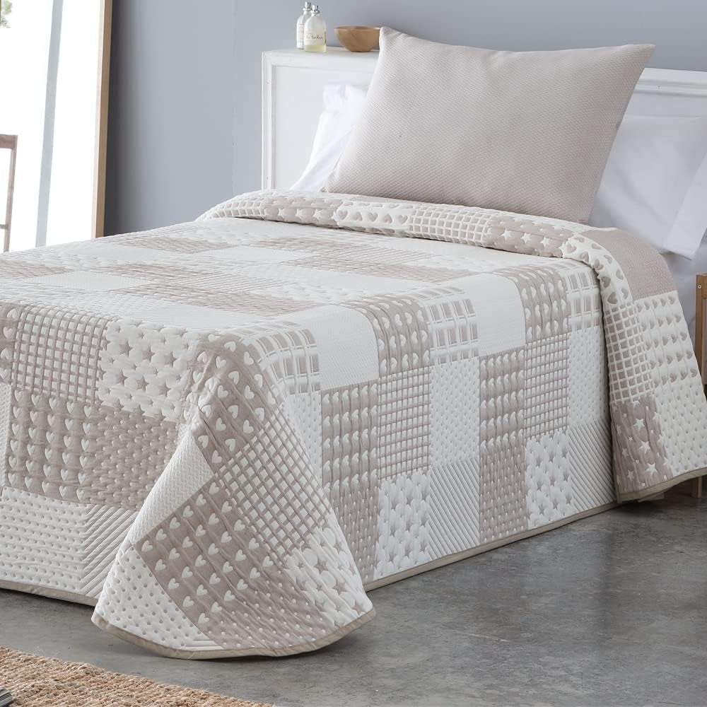 VIALMAN Colcha Bouti Ligera Överkast Sofia 21, polyester bomull, beige, Cama 150: 250 X 270 Cm Sängar och filtar Besuche den VIALMAN-Store