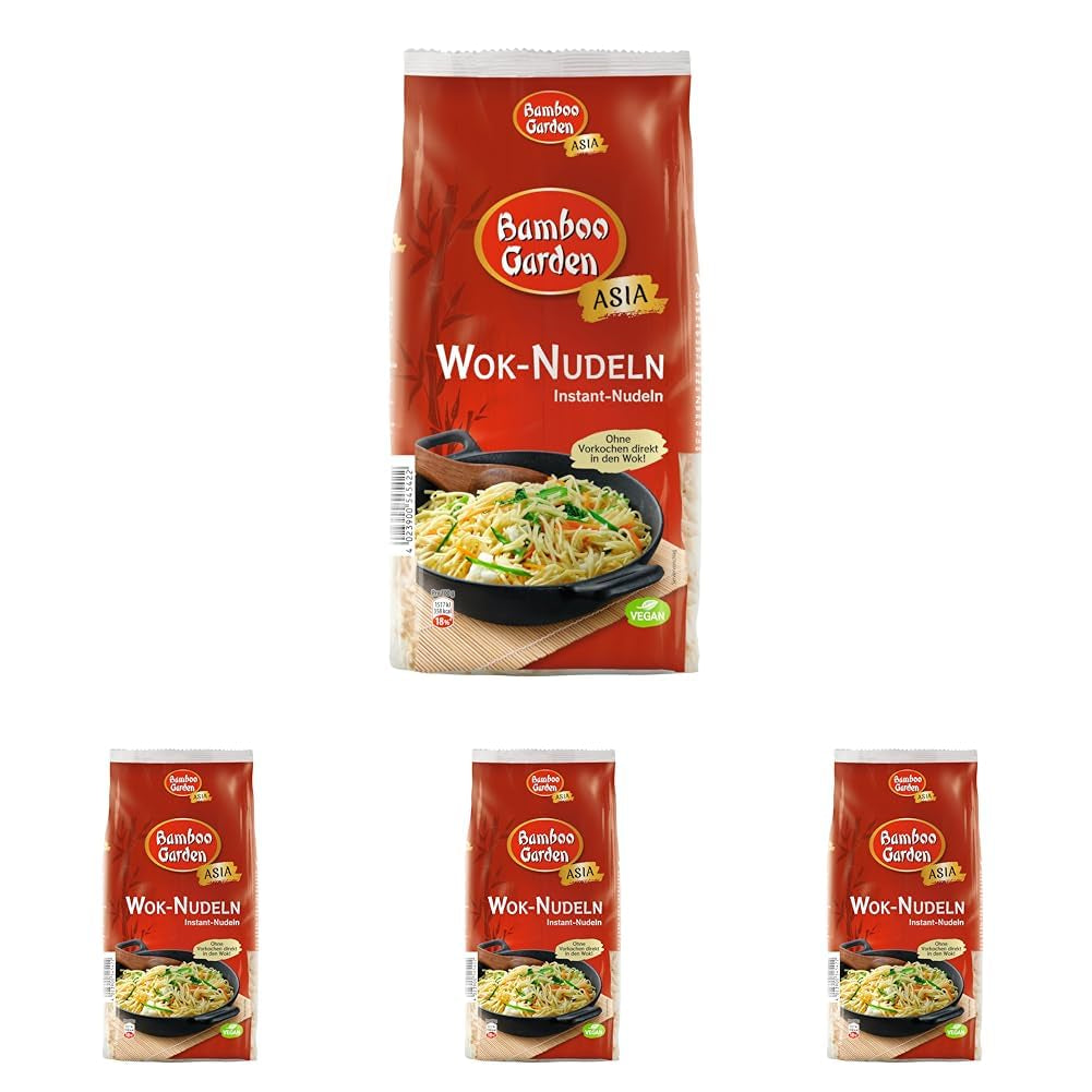 Bamboo Garden - Wok Nudlar | Snabbnudlar med ägg | Blanda, ingen förkokning krävs | För asiatiska wokrätter | 250 g i en påse