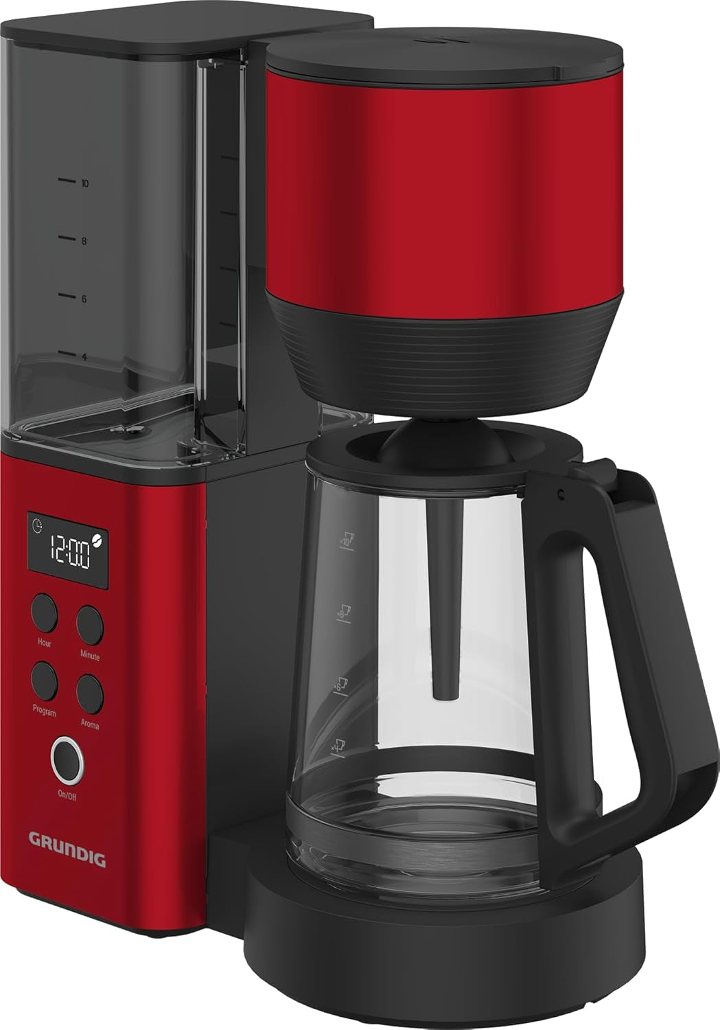 Digital espressomaskin med filter GRUNDIG KM8440, röd, 1000 W, 1,25 liter