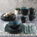 Gibson 99813.16R Elite Soho Lounge Reactive Glaze 4-personers servisset, 16 delar, blågrön/svart tvåfärgad effekt