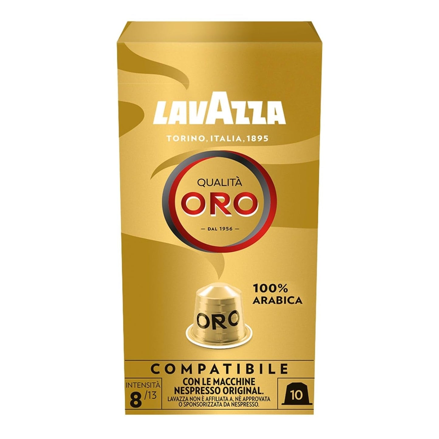 Lavazza Qualità Oro, Arabica-Bohnen med fruktig-blommig smak, 10 kapslar, Nespresso-kompatibel