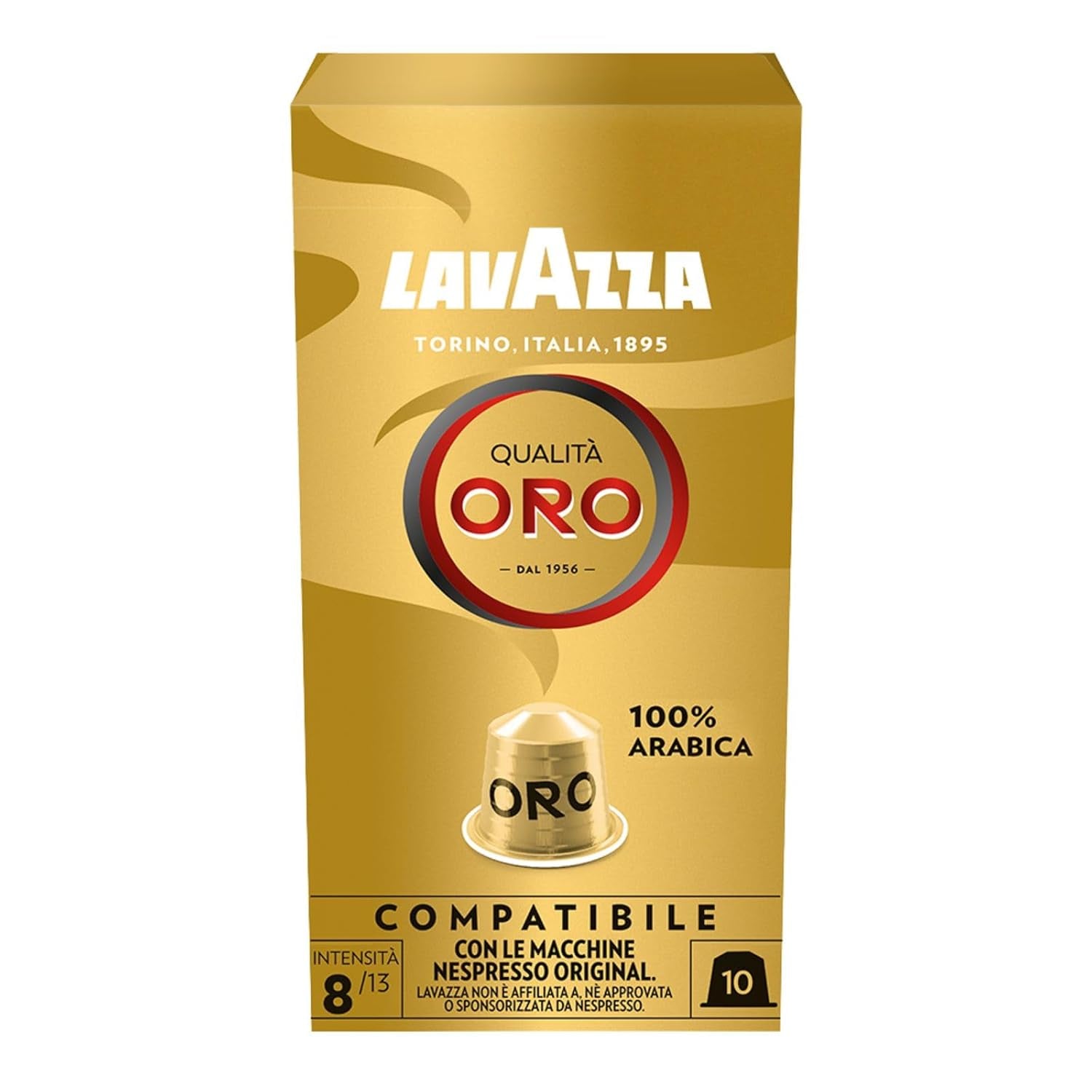 Lavazza Qualità Oro, Arabica-Bohnen med fruktig-blommig smak, 10 kapslar, Nespresso-kompatibel