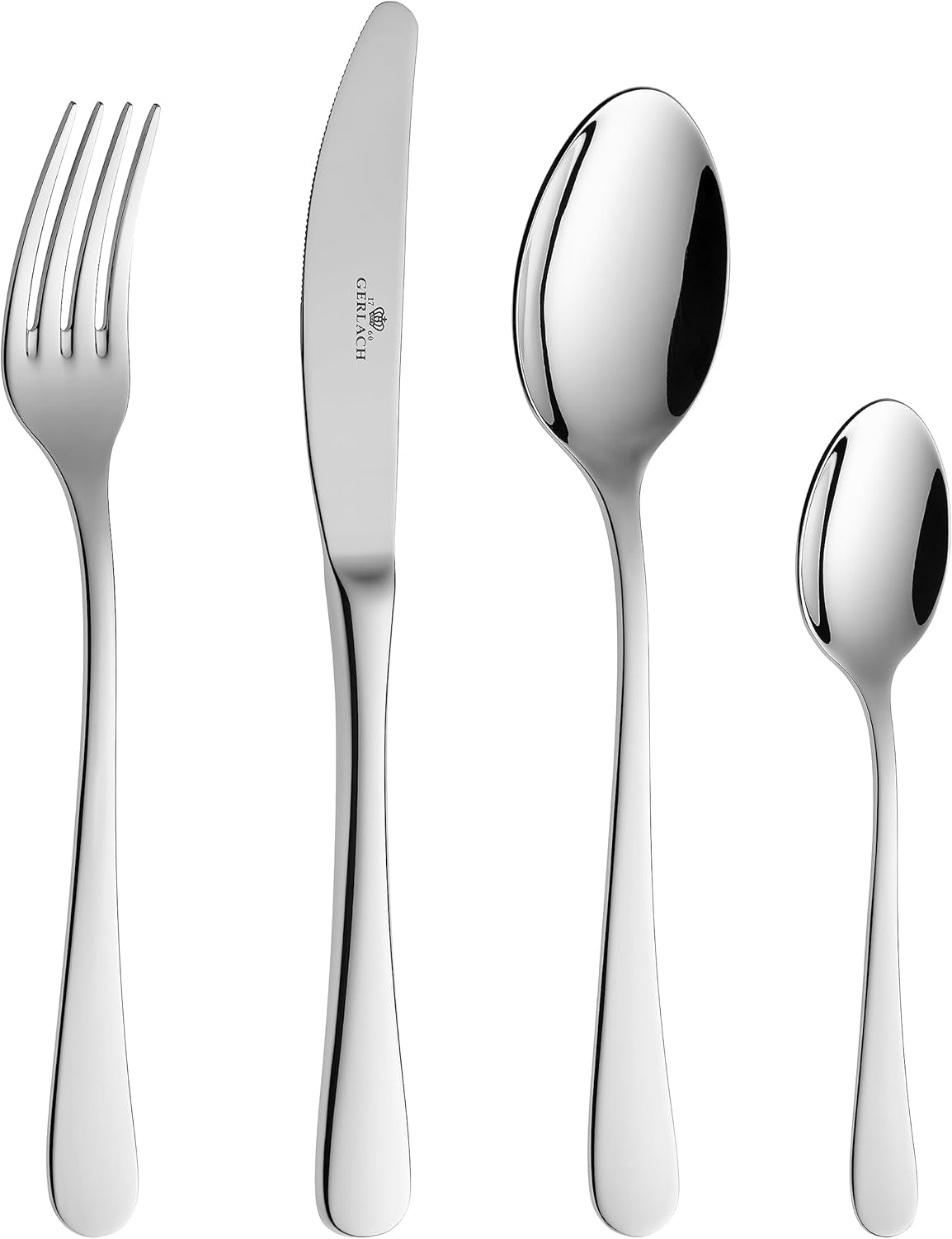 Gerlach Flow Besteck-Set 6 Personen Spülmaschinenfest Essbesteck Besteck Aus Edelstahl Messer Gabel Löffel Teelöffel Tafelbesteck Rostfrei 24 Stk, Silberglänzend Kitchen Naty Shop Silberglänzend 24 El. I Einer Schachtel
