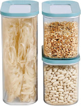 Mepal Set med 3 förvaringsburkar med lock - Rektangulär matbehållare - Köksarrangör av plast - Lufttät förvaringsbehållare - 1x 2000ml & 2x 1000ml - Vita matförvaringslådor Naty Shop Nordic Green 3-delat set