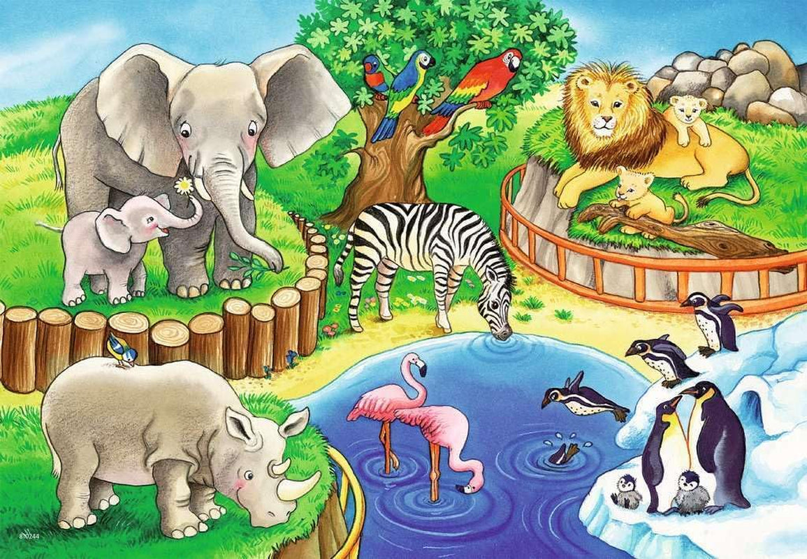 Ravensburger Pussel för barn - 07602 Animals at the Zoo - Pussel för barn från 3 år, med 2X12 bitar Puzzle Naty Shop