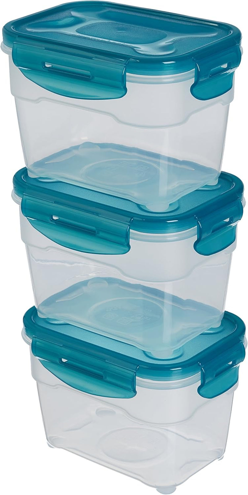 Amazon Basics frysbehållare i ett set, med lock, läckagesäker, stapelbar, kyl/frys, BPA-fri, plast-, mikrovågs- och diskmaskinssäker, 3 x 1,2 l, genomskinlig Naty Shop Matförvaringslådor Enkel 1 liter