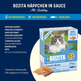 Bozita Tetra Steriliserade bitar i kolsås - 6 x 370g Spannmålsfritt och sockerfritt våtfoder för katter - icke-GMO, med 8,5% protein och 4,5% fett - hög kvalitet och extremt välsmakande