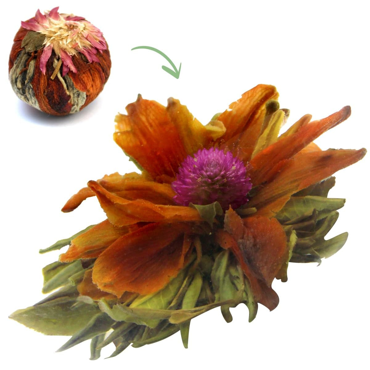 Blomsterte "Crown of taste" 1 st 6 g | Grönt te - liljablomma - litchiblomma | Utvalt te | Grönt te blommor | Perfekt för teälskare