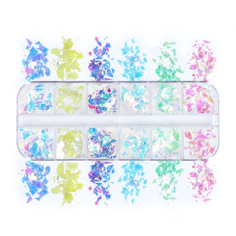 JMEOWIO Nail Glitter 12 Grids Mermaid Nail Art Dekoration Tillbehör Nageldesign