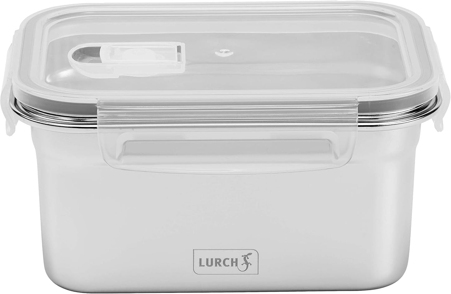 Lurch 240895 Lunchbox Högkvalitativt rostfritt stål Säkerhets-/förvaringslåda med BPA-fritt plastlock 2000ml klara matförvaringslådor Naty Shop 1000ml