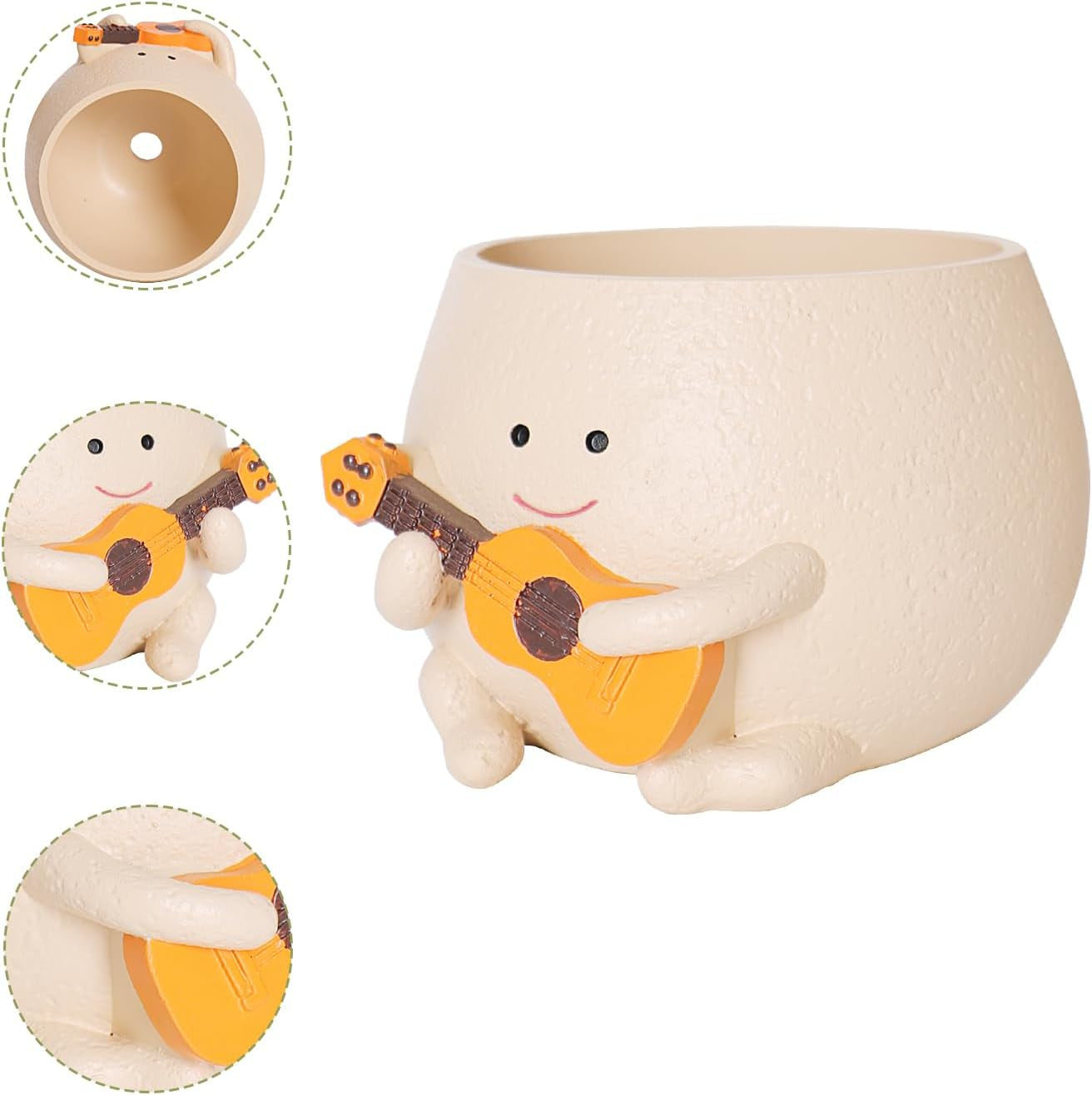 Smileyansikte Blomkrukor Söt hartshuvud Pärlhalsband Blomkruka Unik gitarr Inomhus Utomhus Suckulent Blomkruka Presentidé till mamma