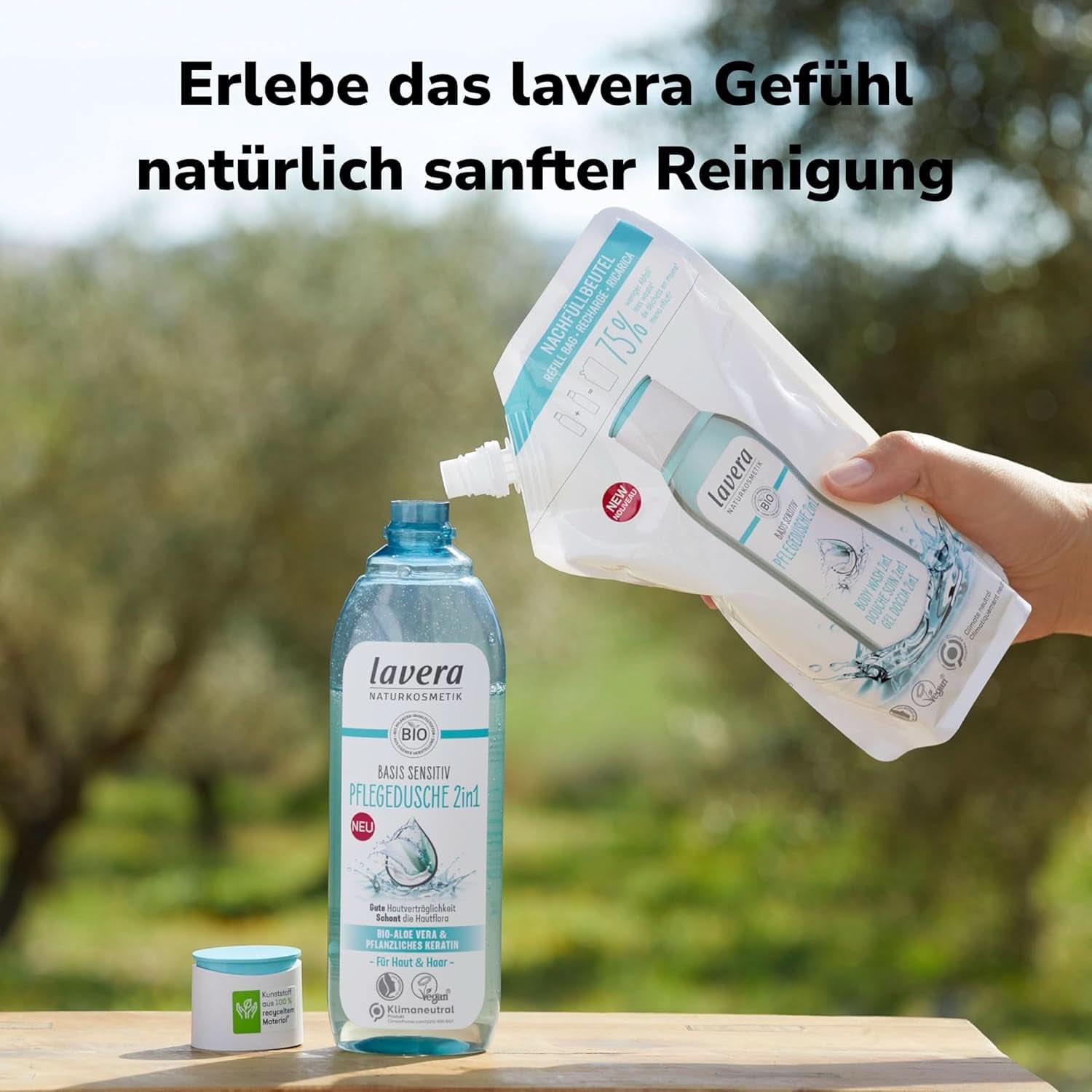 Lavera Care Basis Sensitiv 2 i 1, schampo och duschgel med ekologisk aloe vera och vegetabilisk keratin, 250 ml dusch och bad Naty Shop