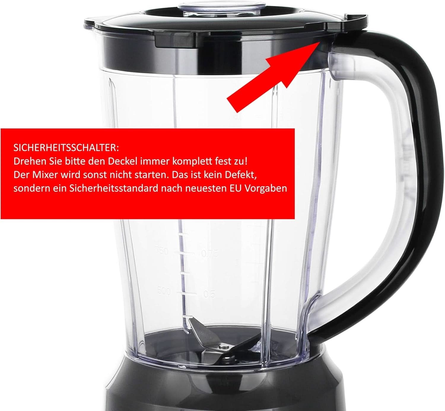Emerio Standmixer BPA Frei Crush Ice Funktion 1.5L Behåller 2 Geschwindigkeiten + Pulse Funktion Messeinheit Aus Edelstahl Sicherheitsschalter Geschirrspülgeeignet 500 Watt BL-12816.8 Schwarz Bucatarie Naty Shop