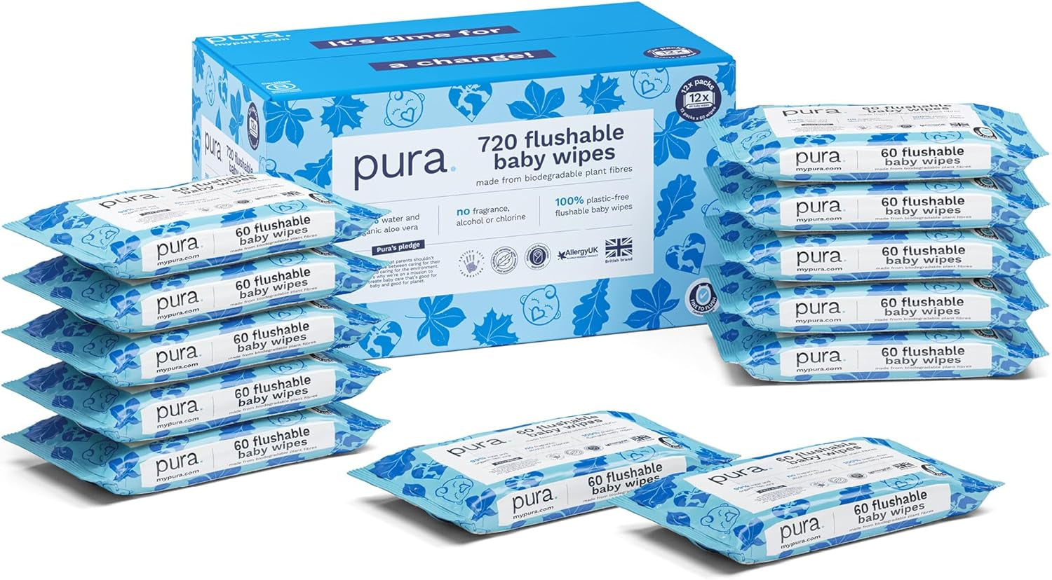 Miljövänliga engångsservetter för känslig babyhud 70 våtservetter (1 förpackning) 99 % vatten 100 % plastfri för känslig hud Eksembenägen nyfödd biologiskt nedbrytbar vegan