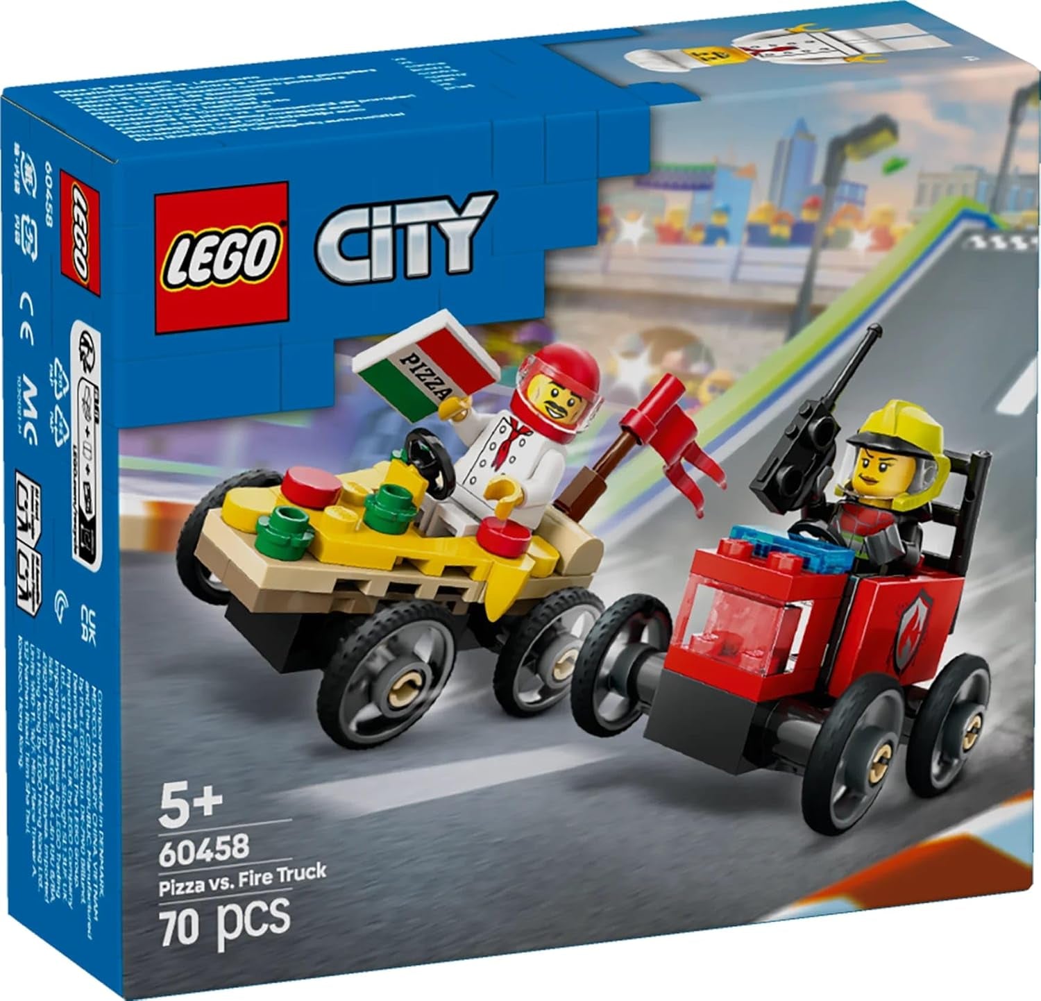 LEGO City Pizza Delivery Van Vs. Pizzabil - Tvållåda leksak för flickor och pojkar från 5 år - Byggset med 2 förarminifigurer - Födelsedags- och semesterpresent 60458 Byggset Besuche den LEGO-Store