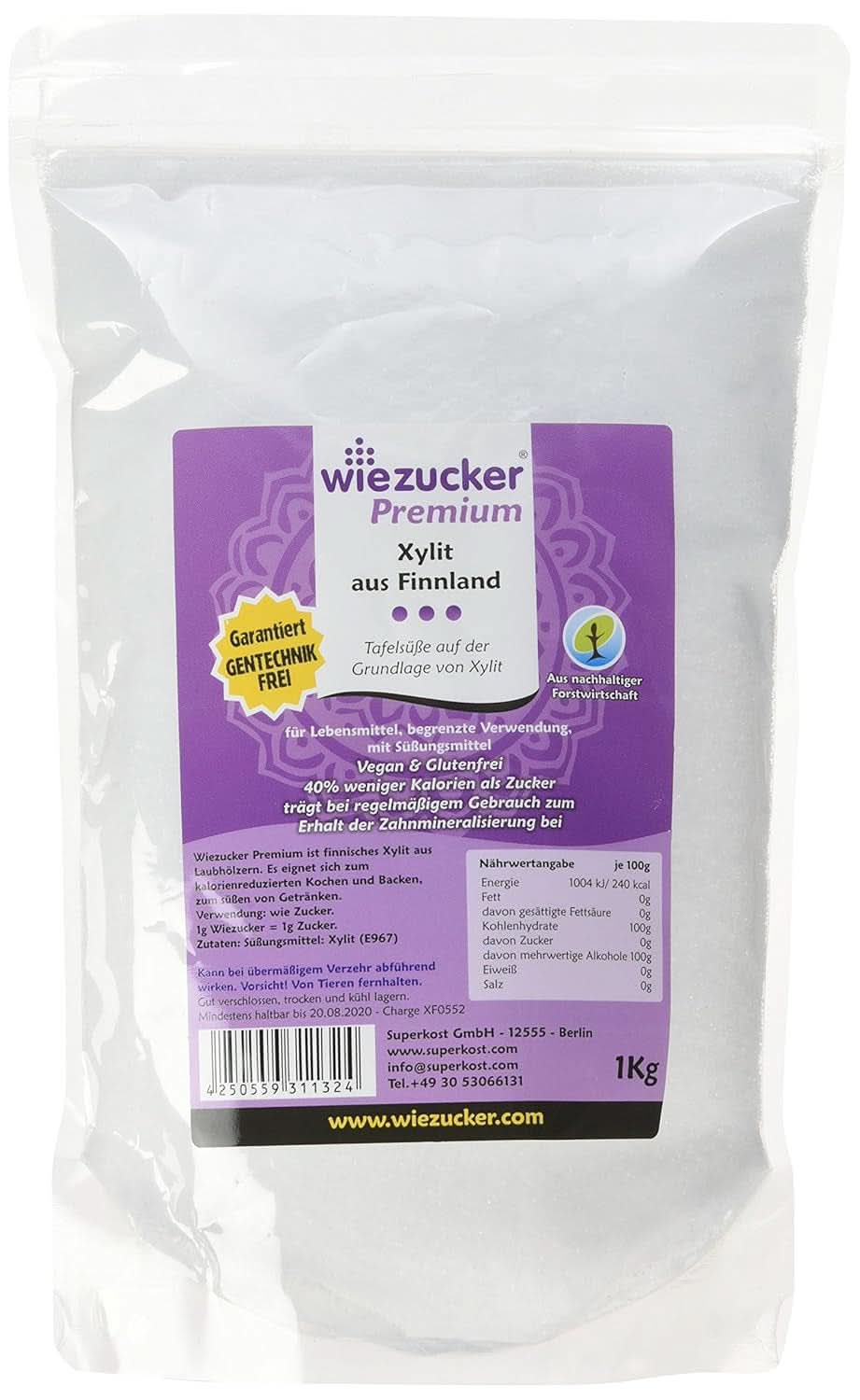 Original björksocker från Finland, 1 Kg Sweeteners Naty Shop