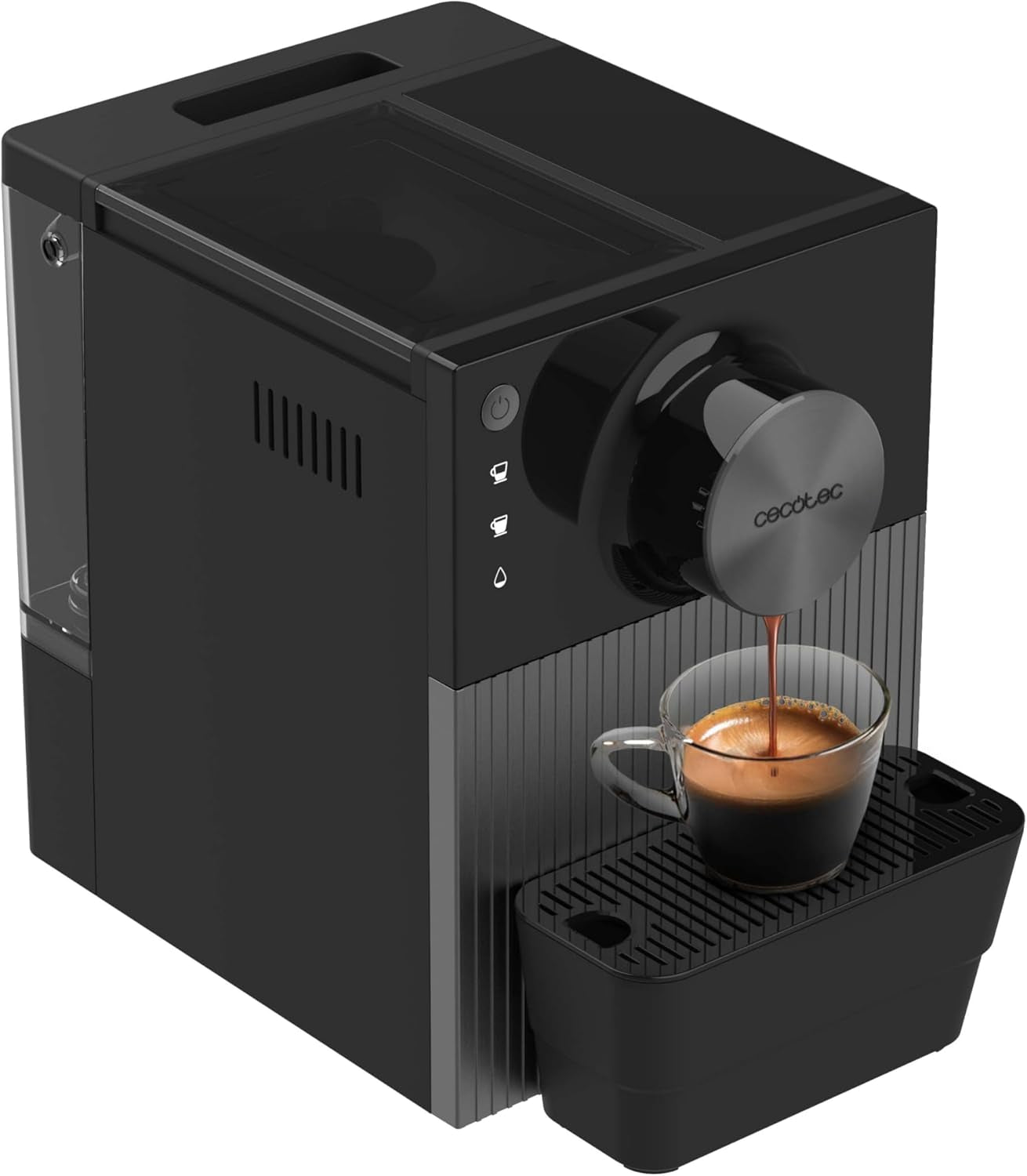 Cecotec Cremmaet Cube kompakt espressomaskin, 1350 W, presssystem 10 g, förinfusionssystem, 19 bar, termoblocksystem, 5 malinställningar, touchkontrollpanel