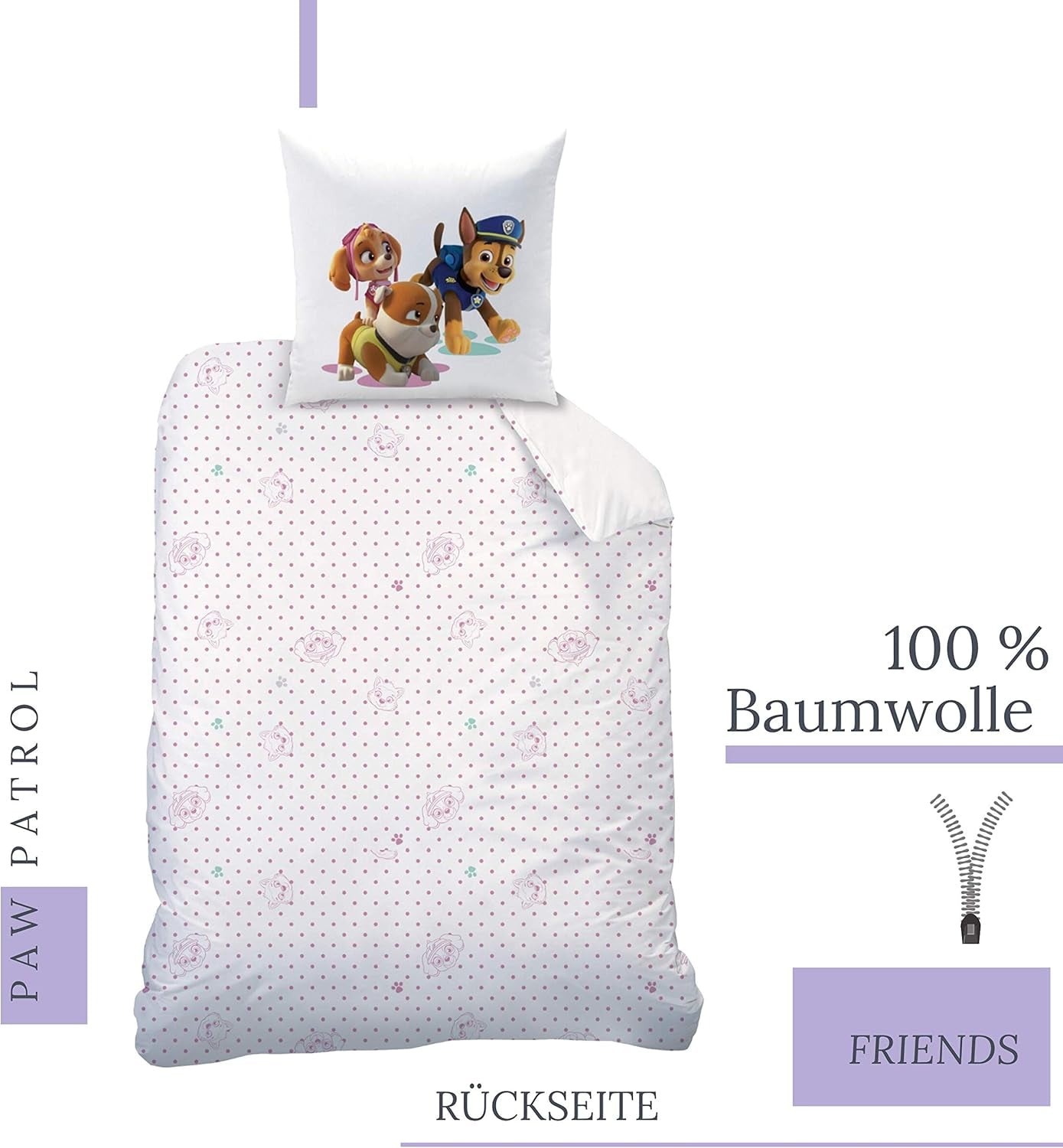 Paw Patrol sängkläder, 2 st, för tjejer Sängkläder - barn Naty Shop