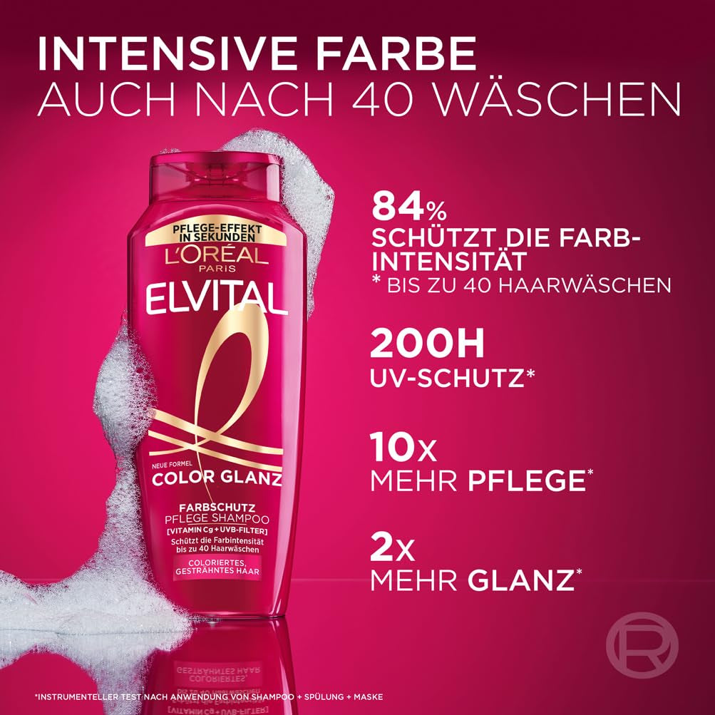 L'Oréal Paris Elvital XXL, Färgskyddsschampo för färgat hår, 1 liter dusch och bad L'Oréal