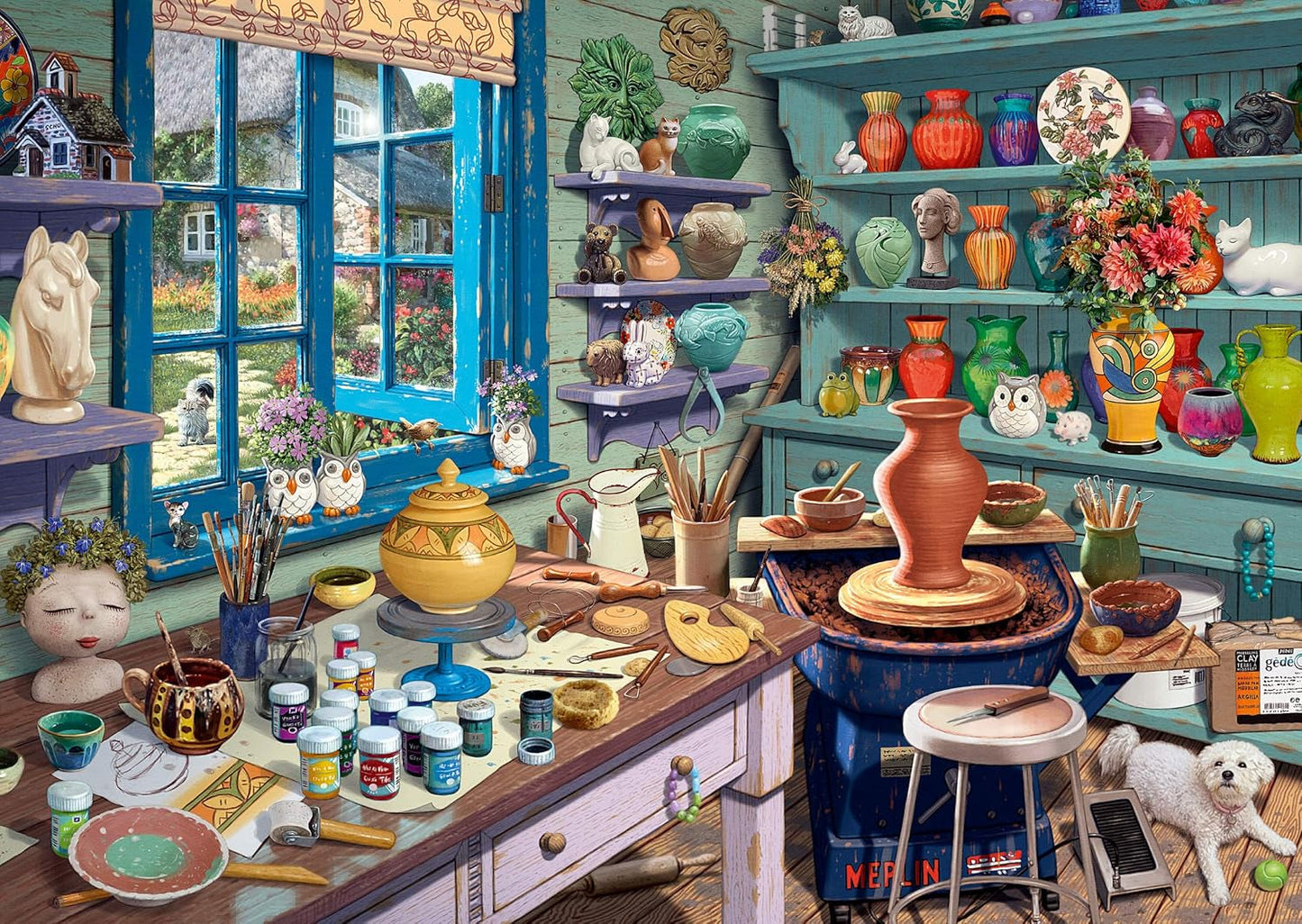 Schmidt Spiele 59656 Artist's Studio, 1000 bitars hemligt pussel Naty Shop-pussel