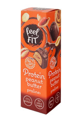 Feel FIT Jordnötssmörproteinpraliner i högkvalitativ mjölkchoklad, utan tillsatt socker, 17 % protein, glutenfri 66g (1 förpackning)