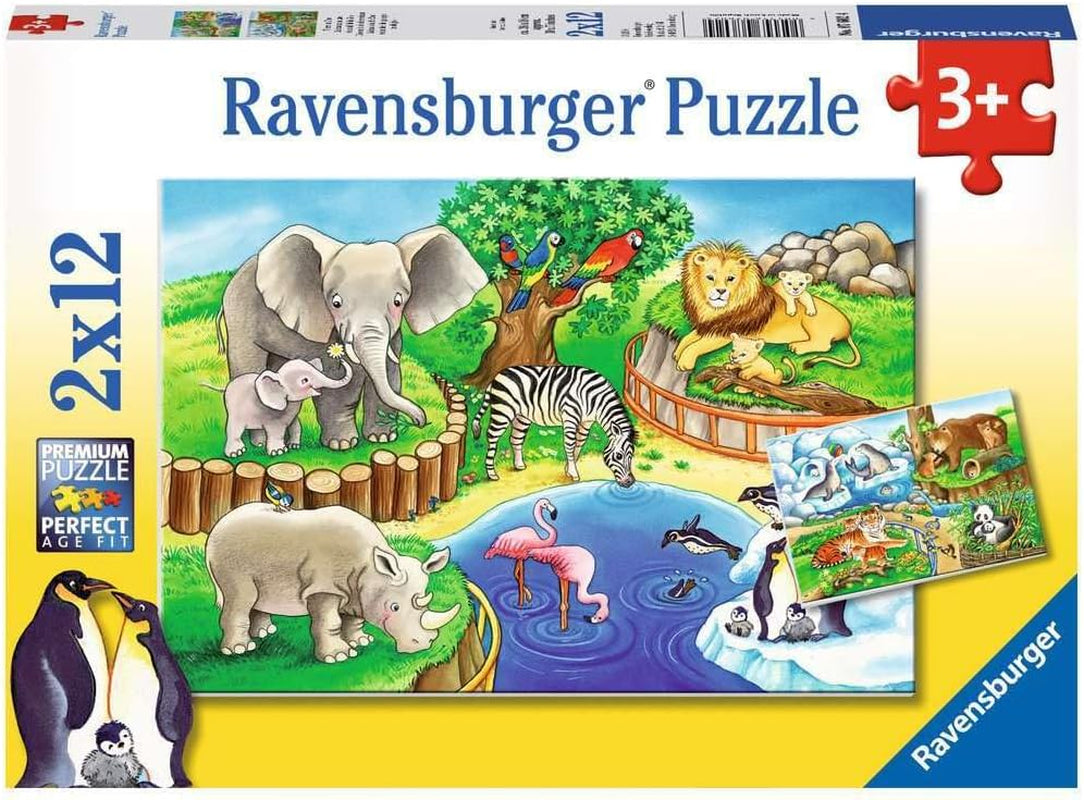 Ravensburger Pussel för barn - 07602 Animals at the Zoo - Pussel för barn från 3 år, med 2X12 bitar Pussel Naty Shop Standardtitel