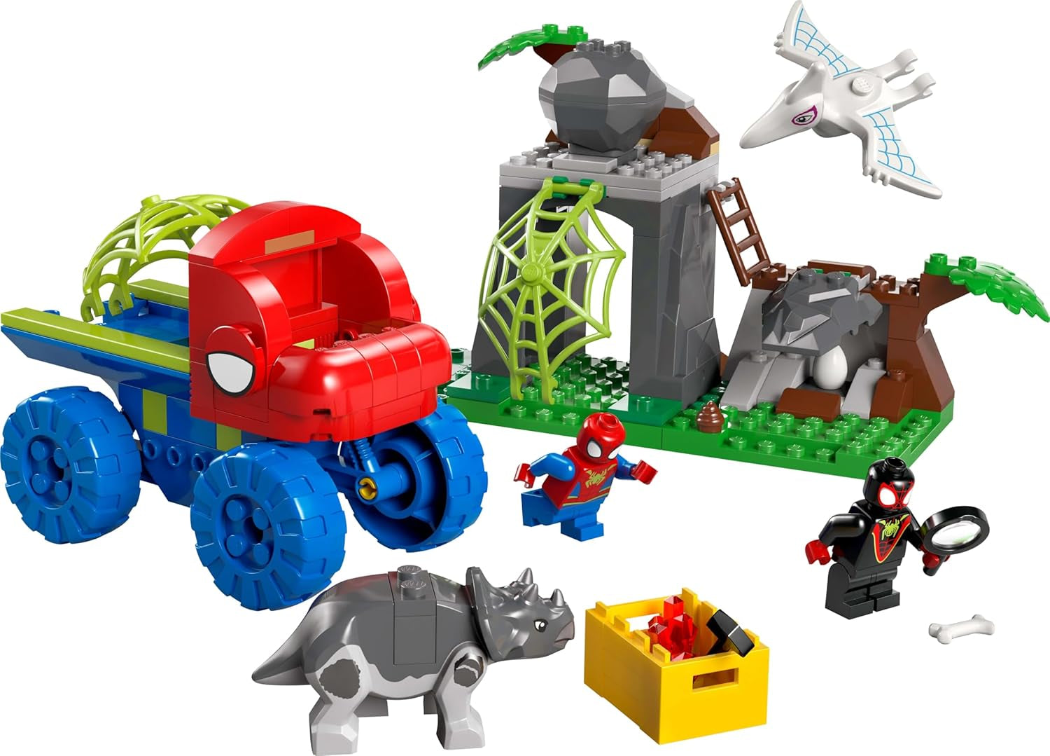 LEGO Marvel Spideys team på ett räddningsuppdrag i Dino Truck Building Leksaksbil för superhjältar Äventyrsset för barn 4+ Spidey och hans supervänner 11199 Byggset Besuche den LEGO-Store