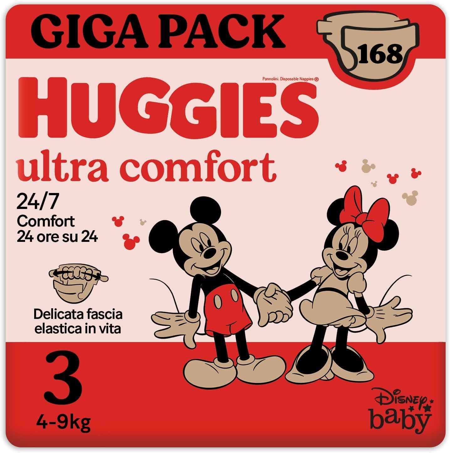 Huggies Ultra Comfort blöjor, storlek 3 (4-9 kg), Disney design, 168 st