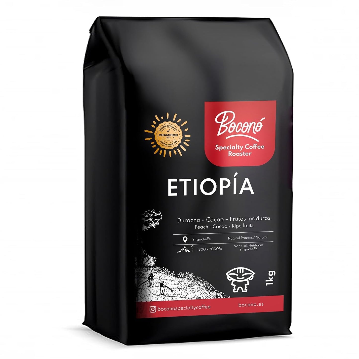 Boconó Specialty Coffee Ethiopia 100% Arabica, mellanrostat, 1 kg - Perfekt för V60, Chemex, Kalita, etc.