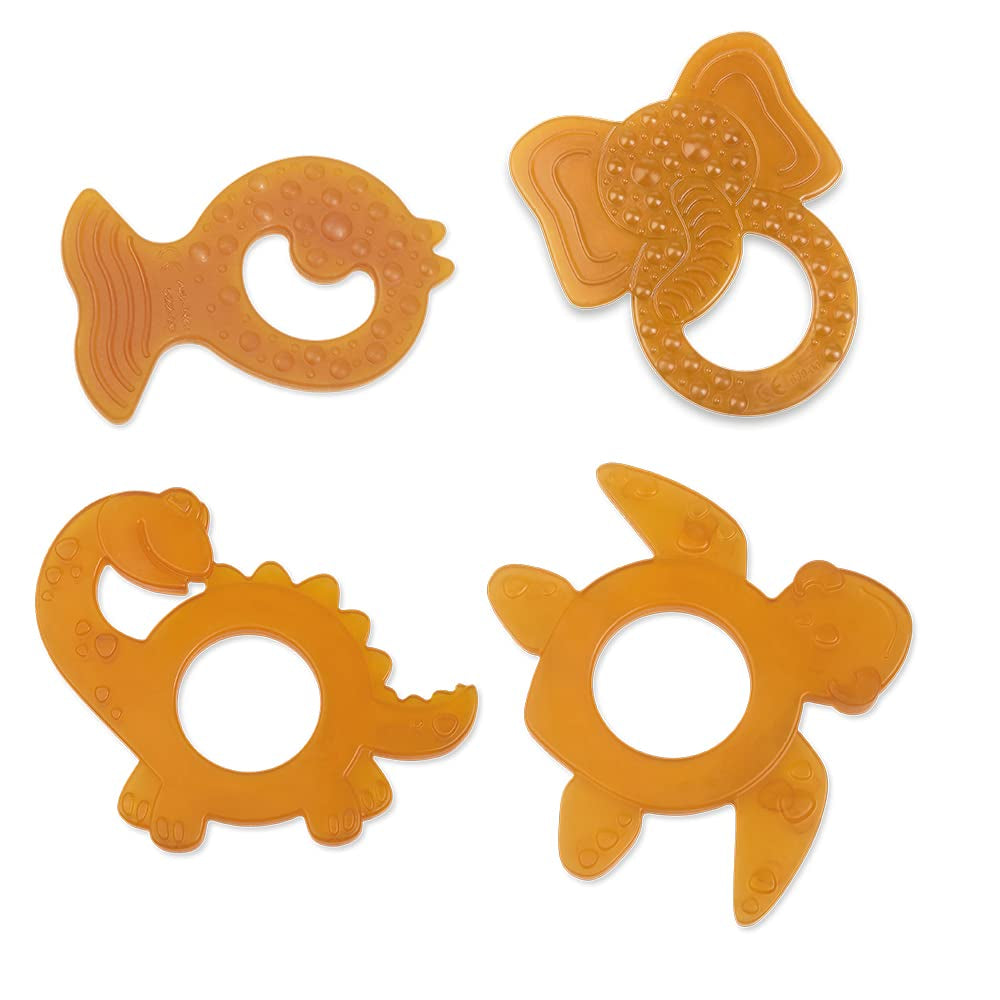GRÜNSPECHT Tandring av organisk naturgummi för barnsjukdomar, masserar tandkött, BPA-fri, Mjuk, Främjar Finmotorik, Sköldpadda (639-V2), Brun