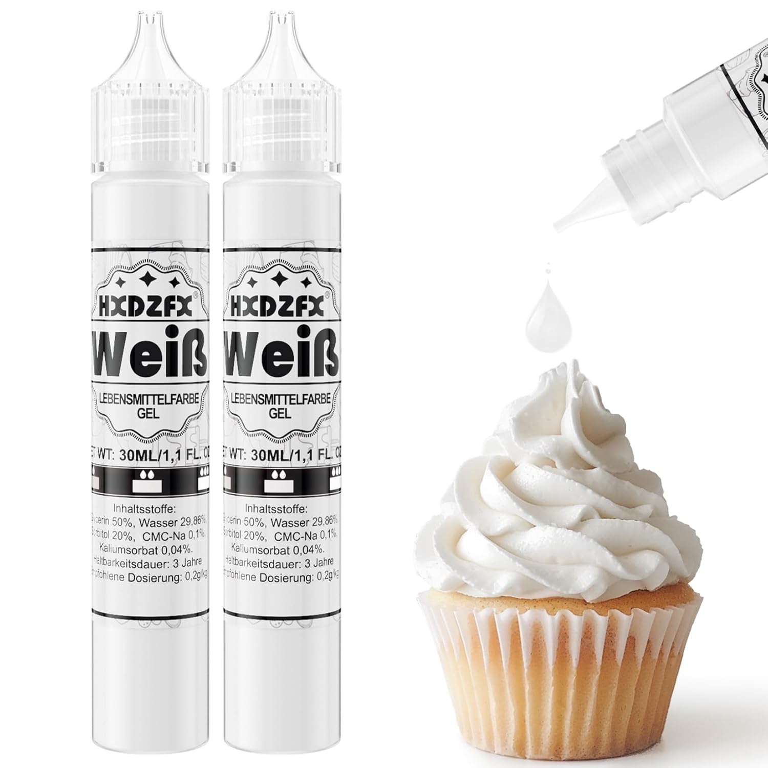 Gel matfärg - HXDZFX 2×30ml, sockerfri matfärg, högkoncentrerad, för dekoration av kakor, vit fondant, makroner, kakor, bakning, påskägg, slem (druvor lila)