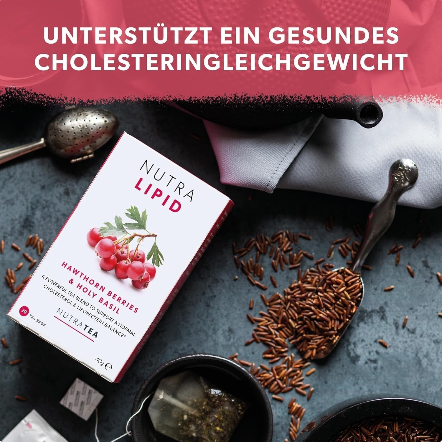 Nutra Tea NUTRALIPID, Blodsockerbalanserande te Hjälper till att upprätthålla blodsockernivåerna, Bantningste Förbättrar ämnesomsättningen och kan dämpa aptiten, 20 återanvändbara tepåsar
