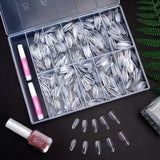 Becellen 500 st konstgjorda nagelspetsar, mjuka gelnagelspetsar, heltäckande, gelnagelspetsar, förpolerade konstgjorda naglar, DIY Nail Art limset (mandlar)