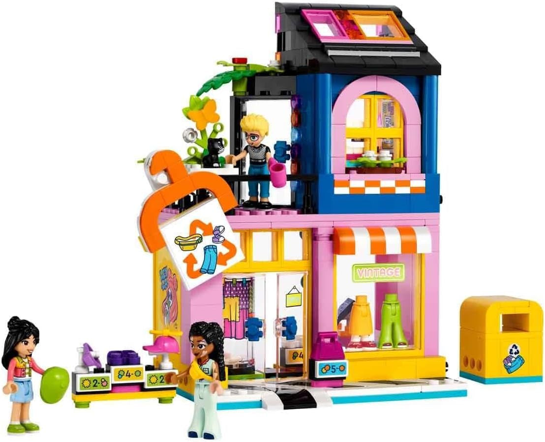 LEGO Friends Vintage Fashion Store Byggset för barn med leksaksaffär, figurer och katt, förebild för socio-emotionell utveckling, present till 6-åriga flickor och pojkar 42614 Byggset Besuche den LEGO-Store